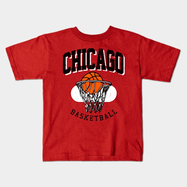 Vintage Chicago Basketball Kids T-Shirt by funandgames